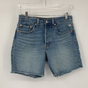 Levi's Premium 501 cut-off jean shorts denim medium wash button fly blue new 27